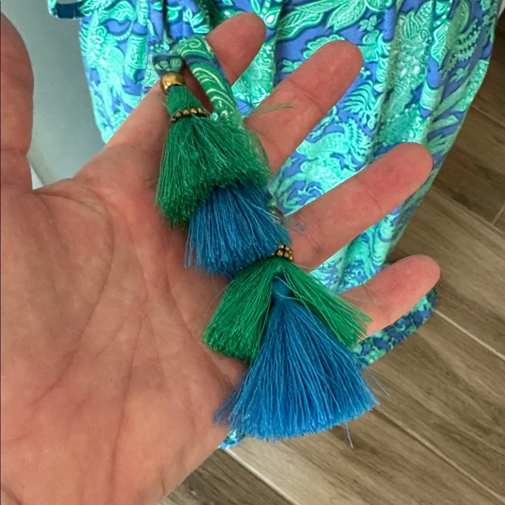 J. Jill 2X blue green floral knit maxi dress - Picture 6 of 9